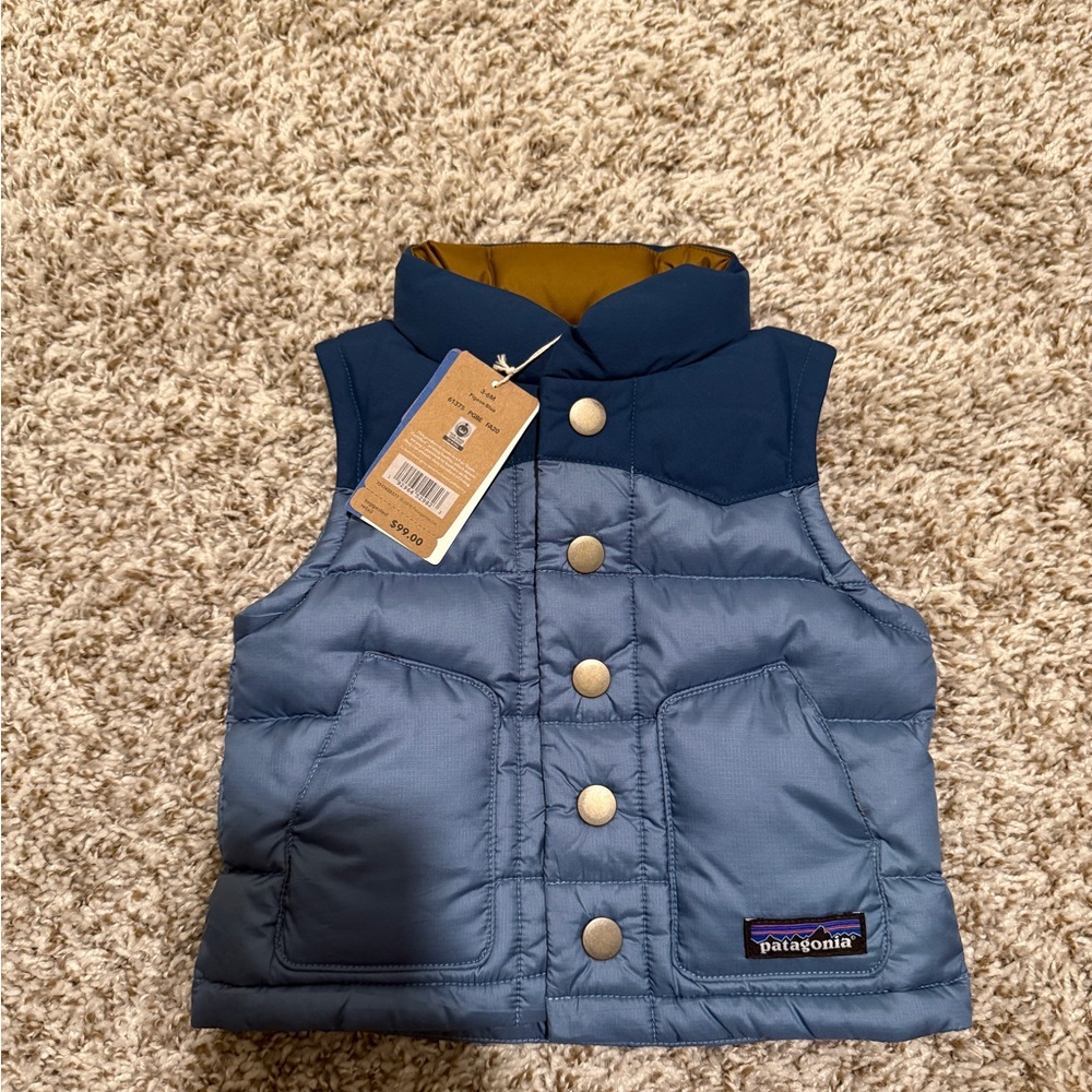 Patagonia Kids Two-Tone Blue and Gold Vest 3-6M